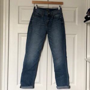 Cropped skinny mid rise jeans